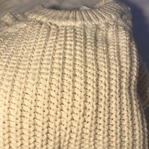 Oversized beige thick knit crew neck.